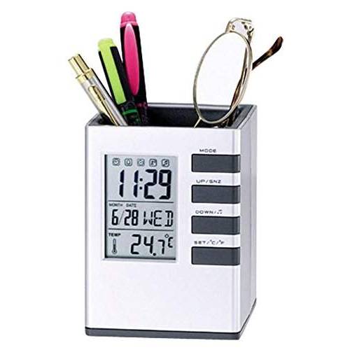 Digital Desk Clock Pen Holder